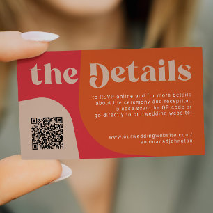 QR Code retro wedding details RSVP website Enclosure Card
