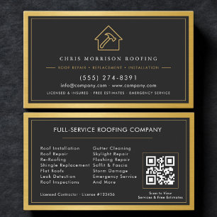 QR Code Roofing Construction Services Business Card