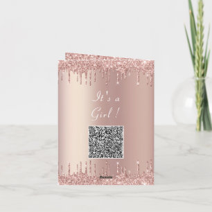 QR Code Rose Blush Baby Girl Shower Invitation