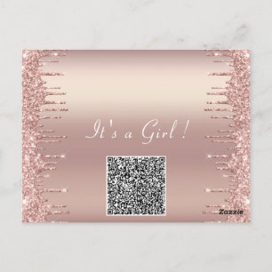 QR Code Rose Gold Blush Baby Girl Shower Invite Postcard
