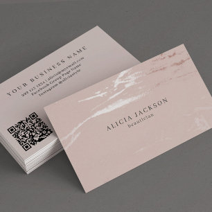 QR CODE rose gold silver elegant metallic scan me  Business Card