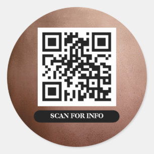 QR Code Rose Gold Unique Professional Trendy Chic Classic Round Sticker