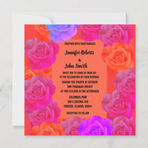 QR Code Roses Pink Orange Purple Floral Wedding