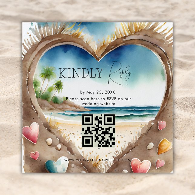  QR Code RSVP Beach Ocean Tropical Wedding Insert (Creator Uploaded)