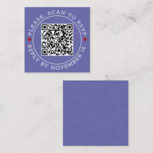 QR code RSVP border hearts periwinkle blue wedding Enclosure Card