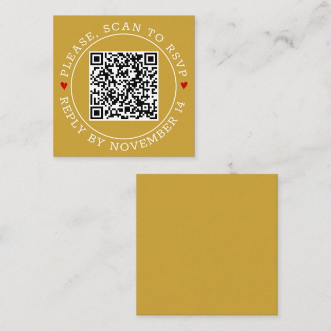 QR code RSVP border modern gold wedding Enclosure Card (Front/Back)