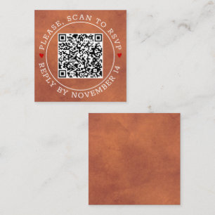 QR code RSVP, border stained terracotta wedding Enclosure Card