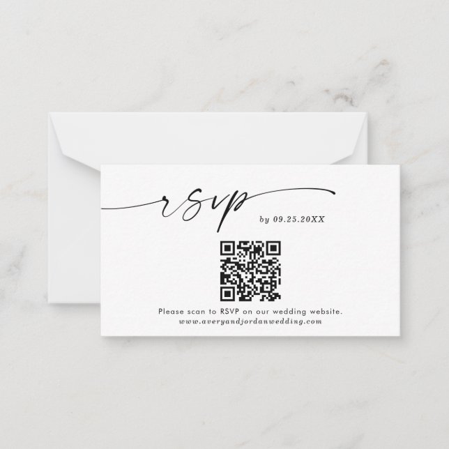 QR Code RSVP Card | Modern Minimalist Wedding RSVP (Front)