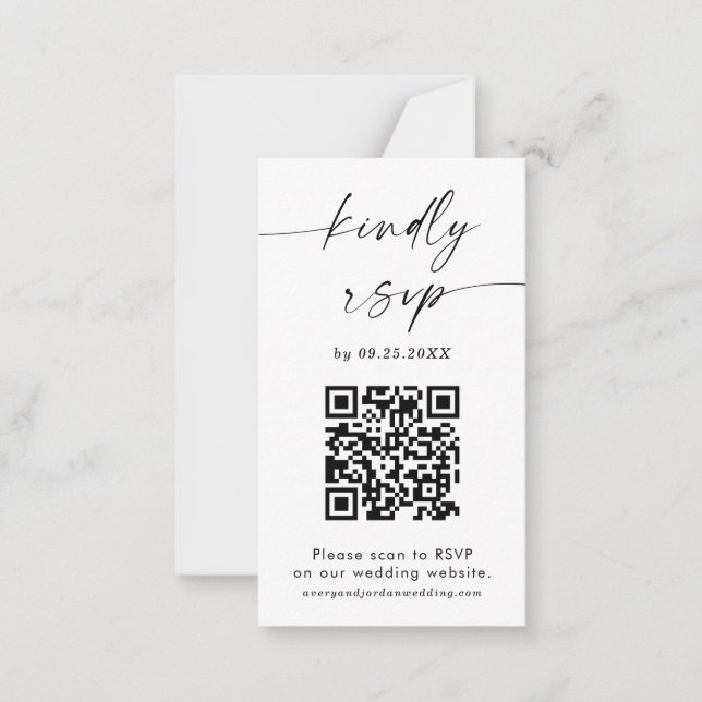 QR Code RSVP Card | Modern Minimalist Wedding RSVP (Front)
