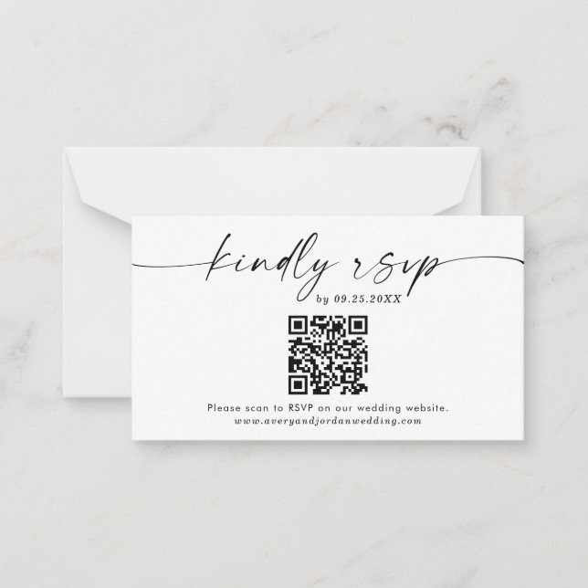 QR Code RSVP Card | Modern Minimalist Wedding RSVP (Front)