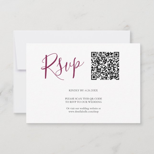 QR code RSVP Cards Burgundy (Front)