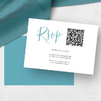 QR code RSVP Cards Turquoise Blue