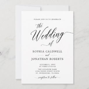 QR Code RSVP Elegant Black Calligraphy Wedding Invitation