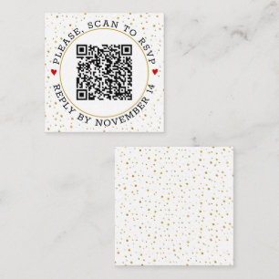 QR code RSVP gold border and confetti Enclosure Card