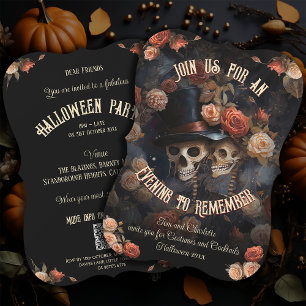 QR Code RSVP Gothic Kissing Skeletons Halloween In Invitation