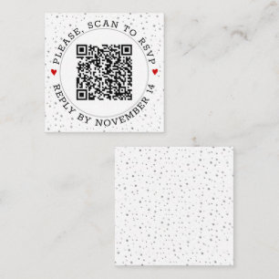 QR code RSVP grey border and silver confetti Enclosure Card