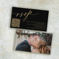 QR code RSVP modern gold photo wedding website