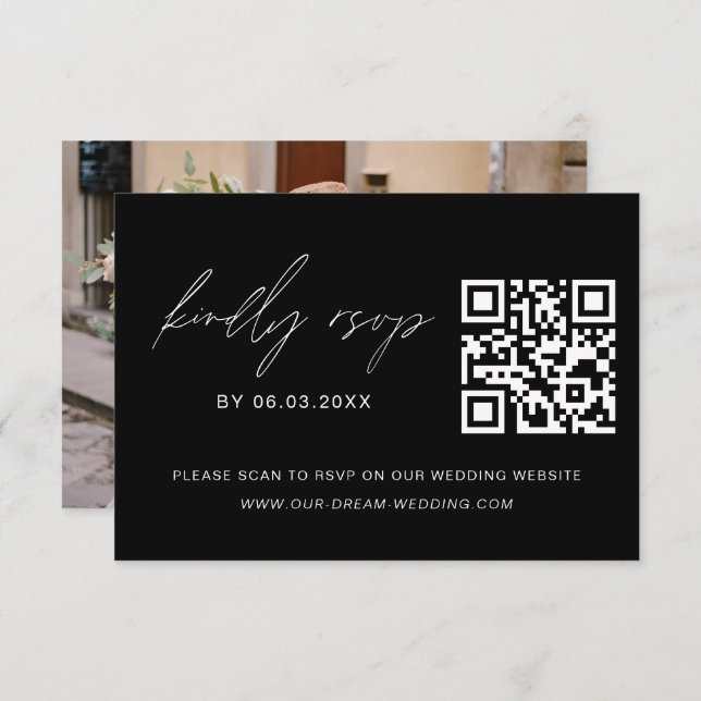 QR Code RSVP Photo Minimalist Wedding Website (Front/Back)