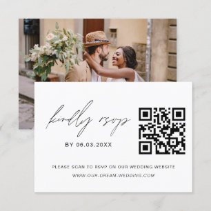 QR Code RSVP Photo Minimalist Wedding Website Card