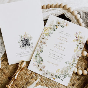 QR Code RSVP Wedding Invitation Wildflower Floral