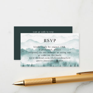 QR Code RSVP Wedding Rustic Mountain Pine Enclosure Card