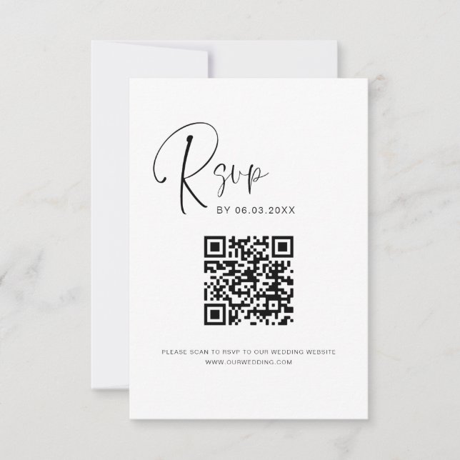 QR Code RSVP Wedding Website Elegant Card (Front)