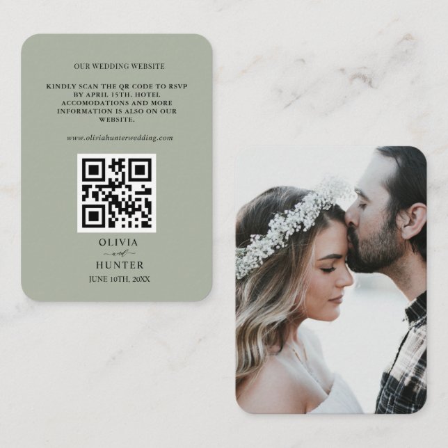  QR Code RSVP Wedding Website Enclosure Card (Front/Back)