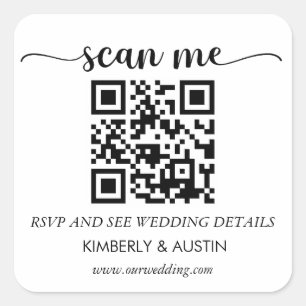 Qr Code RSVP   Wedding Website Square Sticker