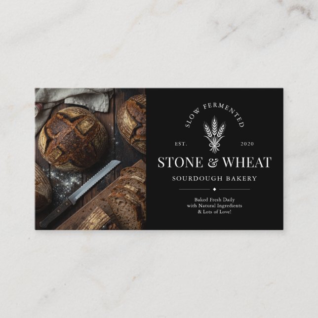  QR Code Rustic Artisan Sourdough Bakery Business Card (Front)