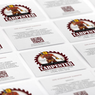 QR Code Rustic Carpenter Tools Woodworker Square Business Card