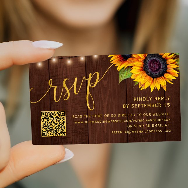 QR code rustic country chic wedding RSVP Enclosure Card (Creator Uploaded)