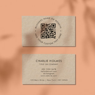 QR Code   Rustic Kraft Modern Stylish Professional Business Card