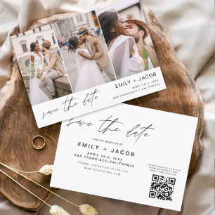 QR Code Save the Date 3 Photo Elegant Modern