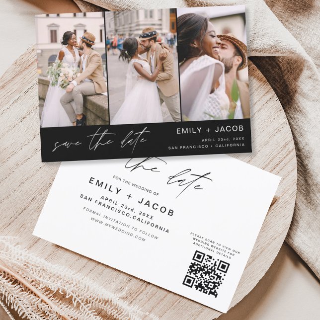 QR Code Save the Date - 3 Photo Elegant Modern (Creator Uploaded)
