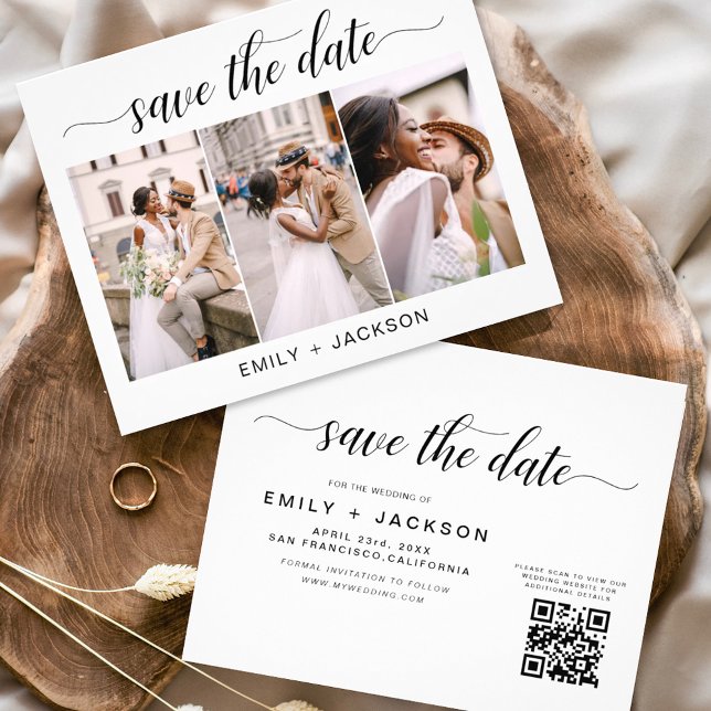 QR Code - Save the Date Modern Invitation 3 Photo  (Creator Uploaded)