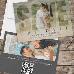 QR Code Save the Date Photo Typography Elegant
