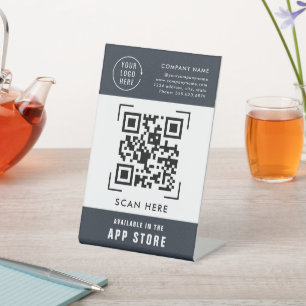 QR Code Scan App Store   Business Logo  Pedestal Sign