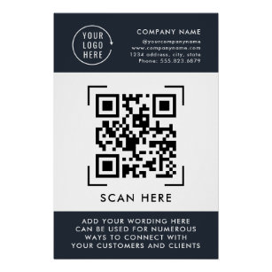 QR Code Scan   Business Logo Professional Poster