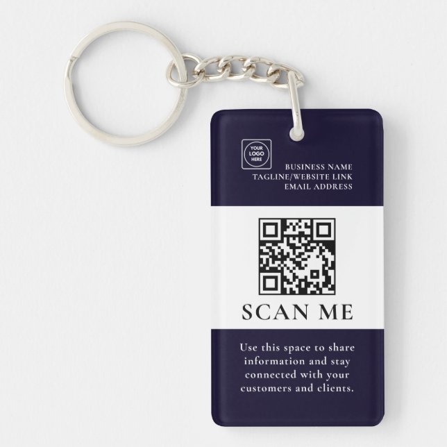 QR Code Scan Business Logo Promo Keychains (Front)