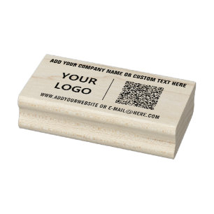QR Code Scan Custom Text and Logo Rubber Stamp