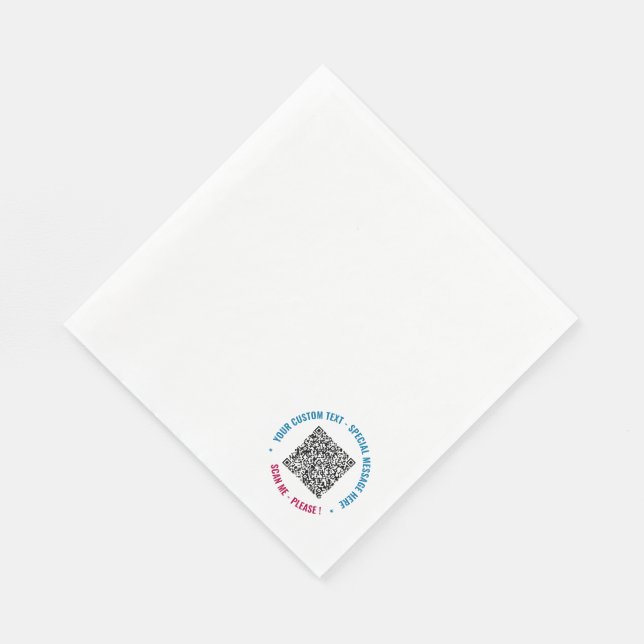 QR Code Scan Custom Text Napkins Choose Colours (Corner)