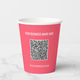 QR Code Scan Custom Text Paper Cups - Choose Colou