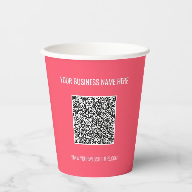 QR Code Scan Custom Text Paper Cups - Choose Colou (Front)