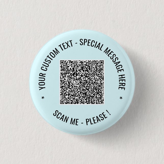QR Code Scan Info Custom Text and Colours Button (Front)