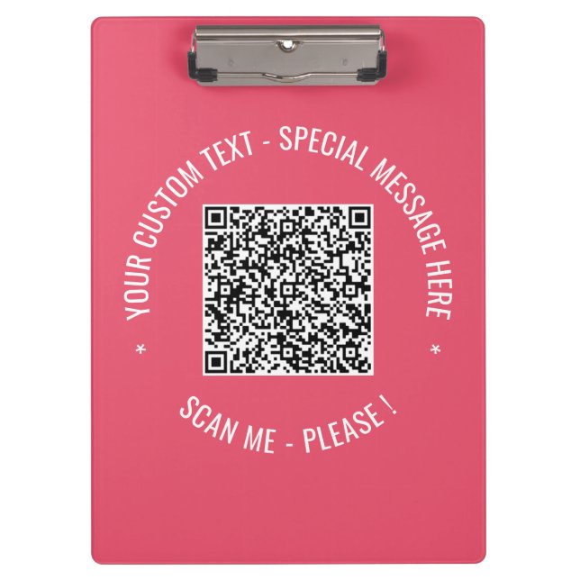 QR Code Scan Info Custom Text and Colours Clipboar Clipboard (Front)