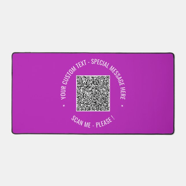 QR Code Scan Info Custom Text and Colours Desk Mat (Front)