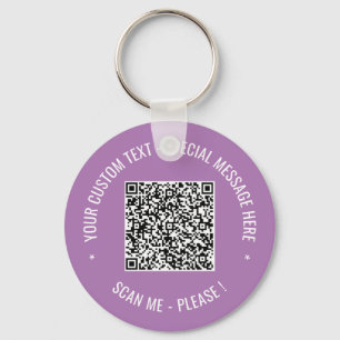 QR Code Scan Info Custom Text and Colours Keychain