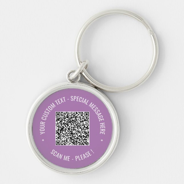 QR Code Scan Info Custom Text and Colours Keychain (Front)