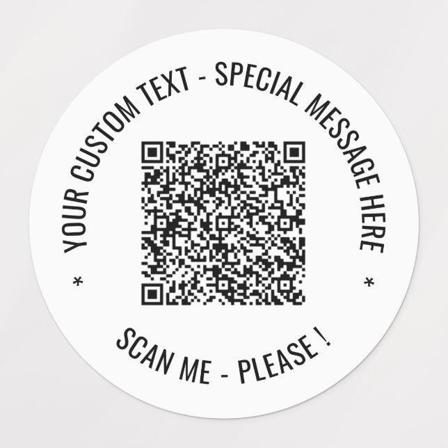 QR Code Scan Info Custom Text and Colours Labels (Design 1)
