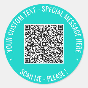 QR Code Scan Info Custom Text and Colours Sticker